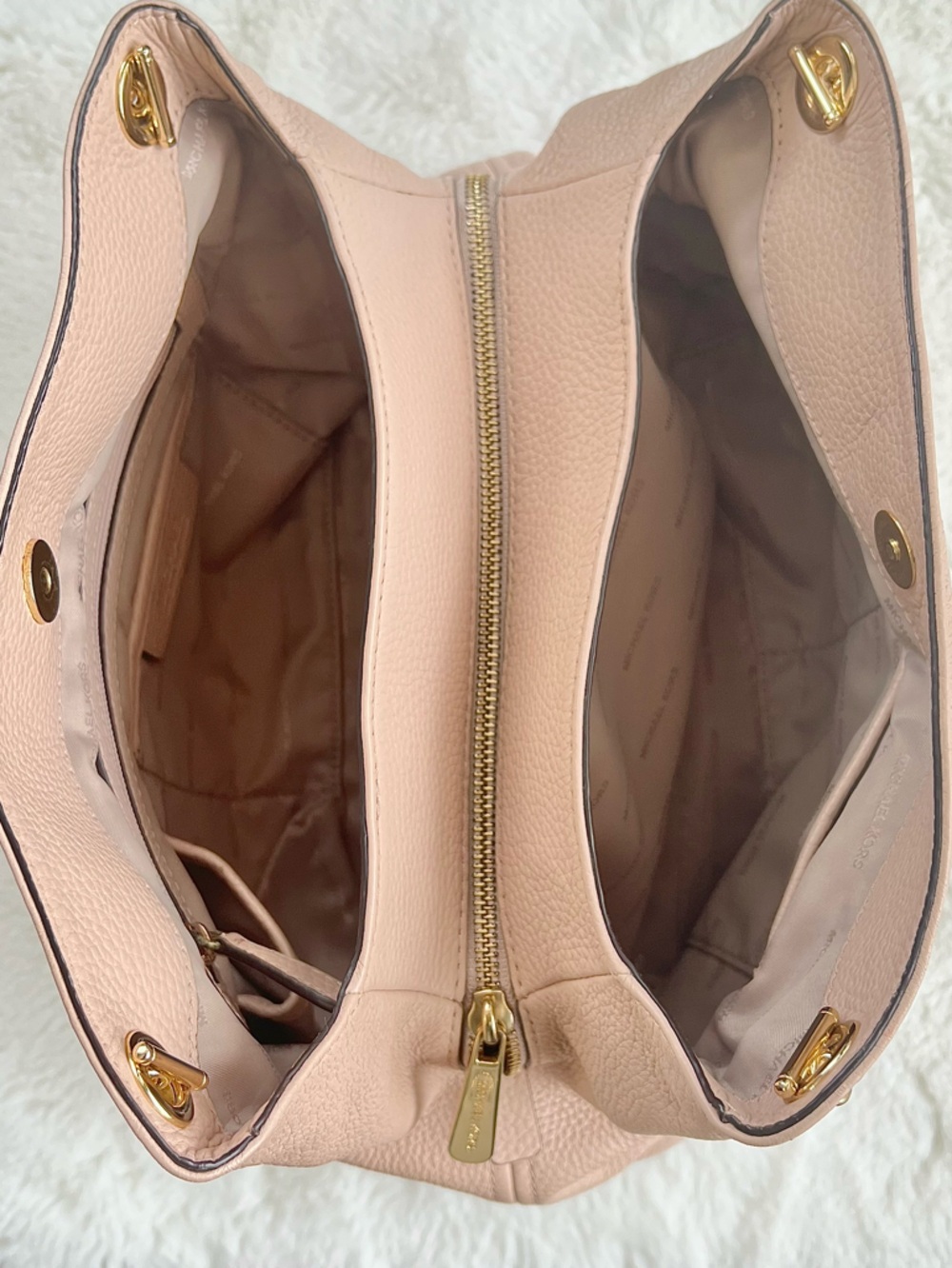 Michael Kors Jet Set Chain Shoulder Bag Dusty Pink Pebbled Leather Large - Picture 10 of 17
